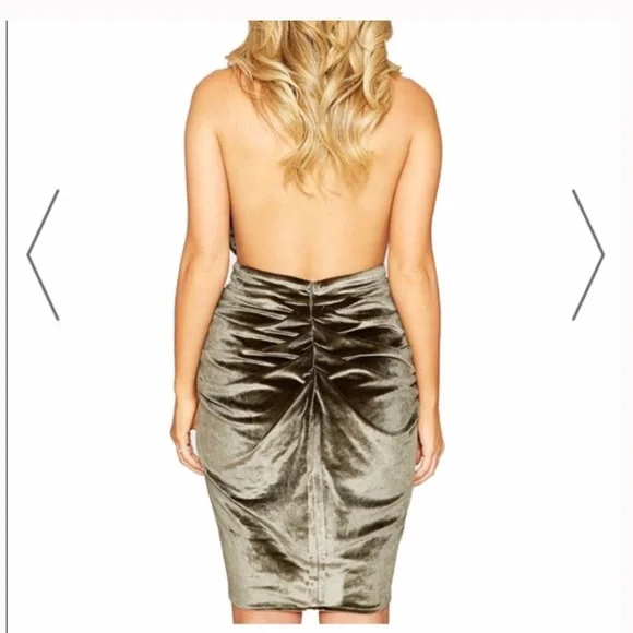 Naked Wardrobe Brown Velvet Backless Dress - Med - Picture 2 of 7